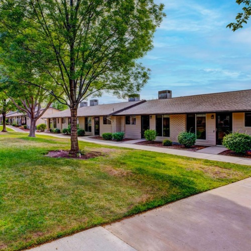 a house with a lawn and trees