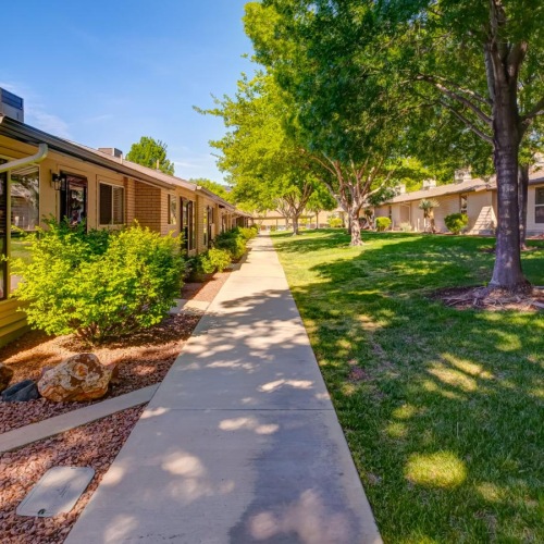 a driveway leading to a house